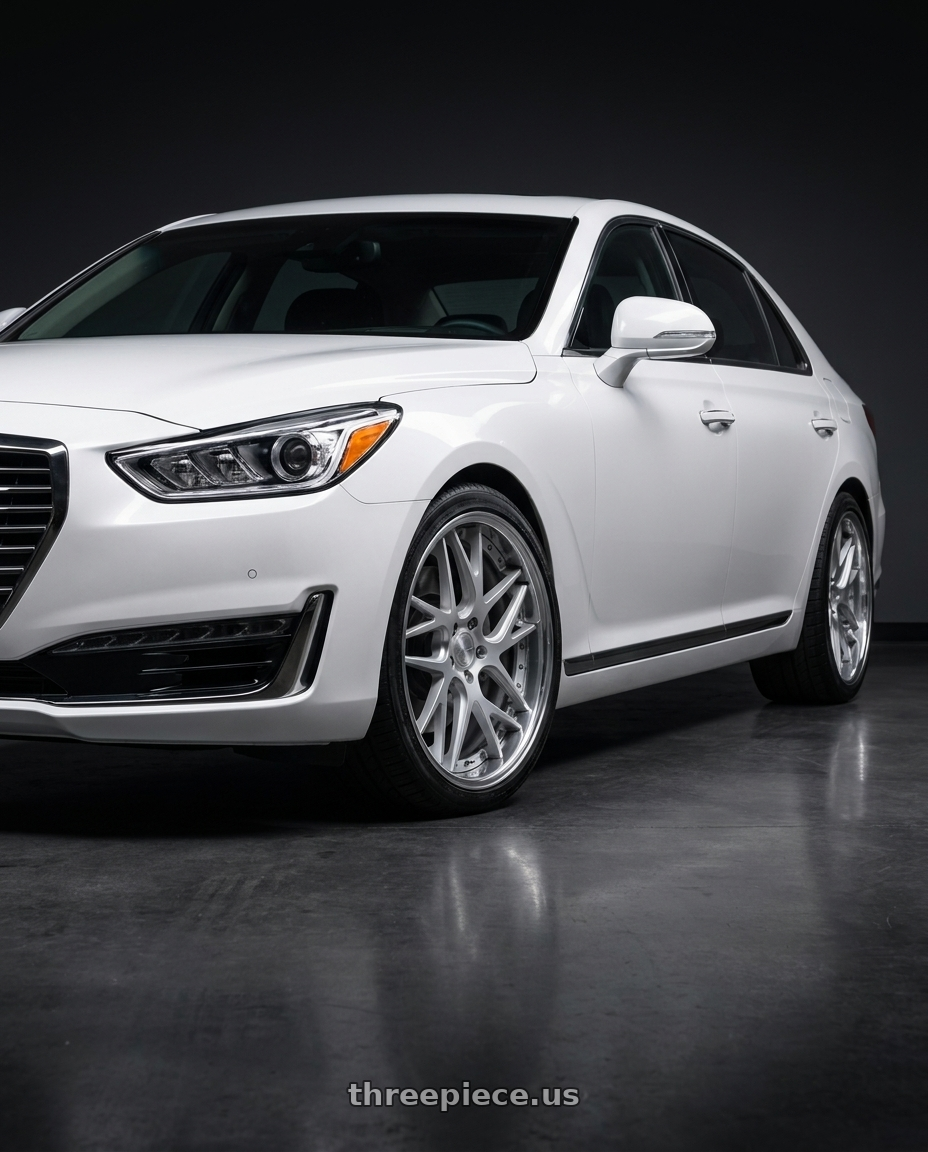2018 genesis g90 with Work Gnosis Cvx 5x112 19x10+0 W Disk Matte Silver wheels