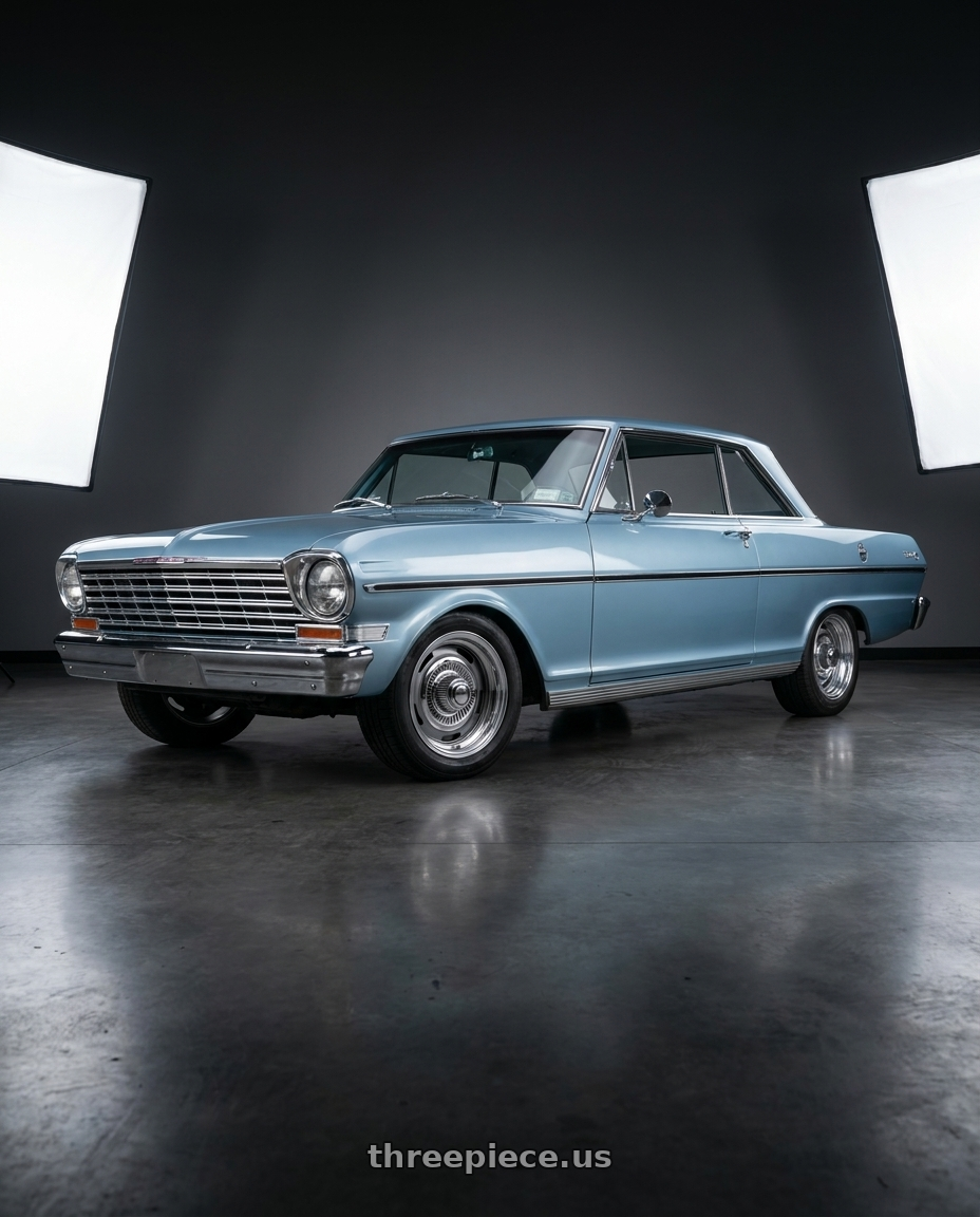 1963 chevy nova with Vision American-Muscle 55 Rally 6x139.7 15x7+6 Silver wheels