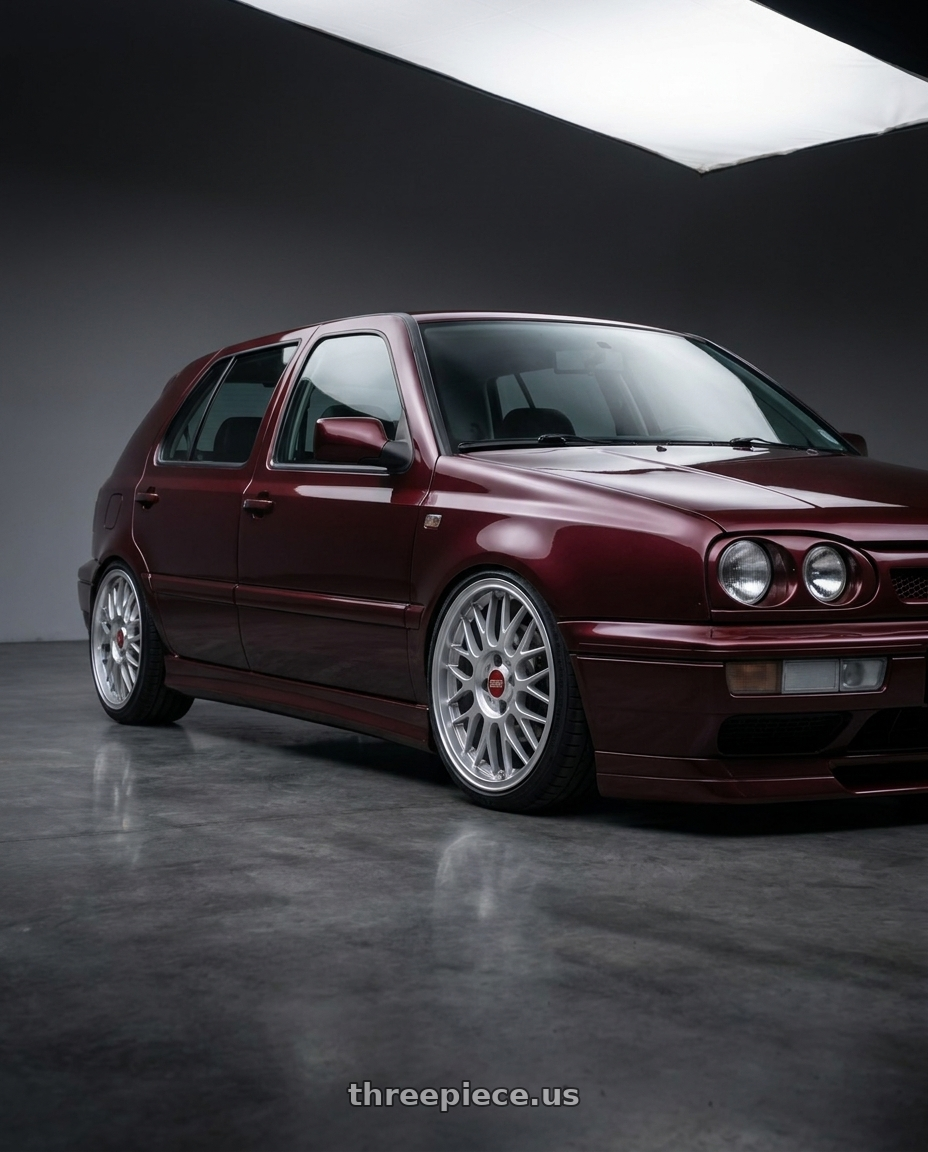 1995 vw golf mk3 hatchback ABT , Dark Burgundy Pearl with BBS RG-F 4x100 15x7 +33 Sport Silver wheels