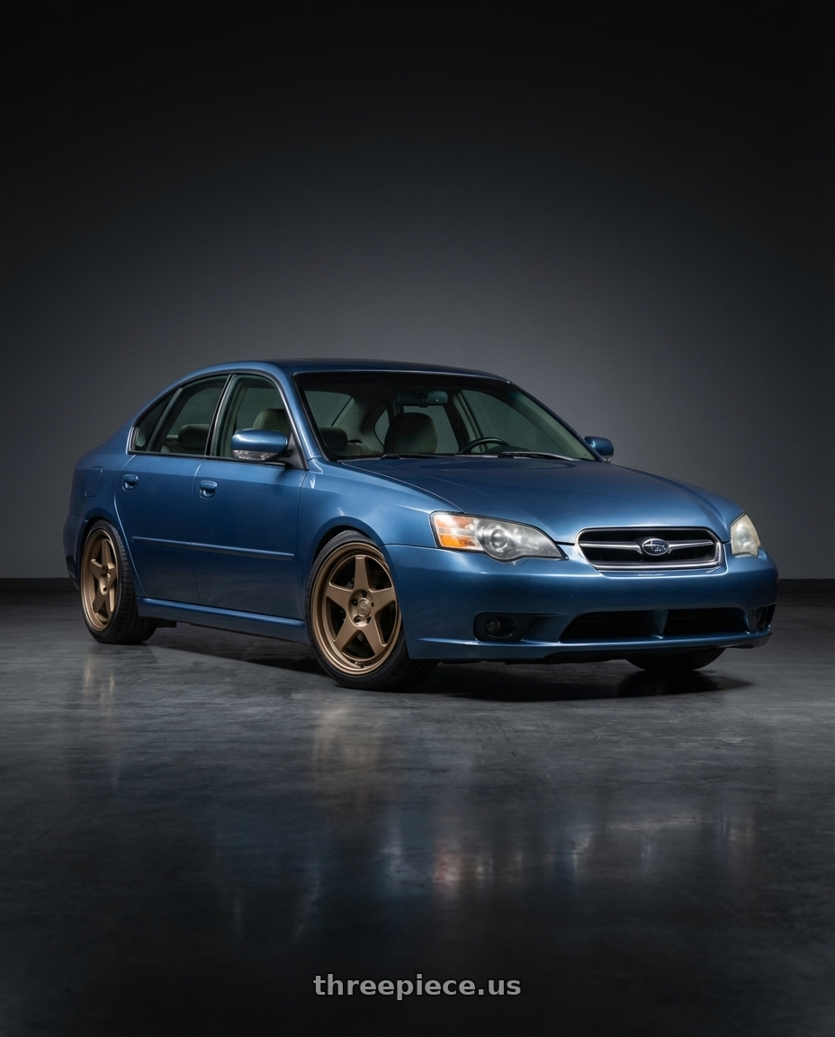 2007 Subaru legacy 2.5i blue with Kansei K12B KNP 5X100 18x9 35 Bronze wheels