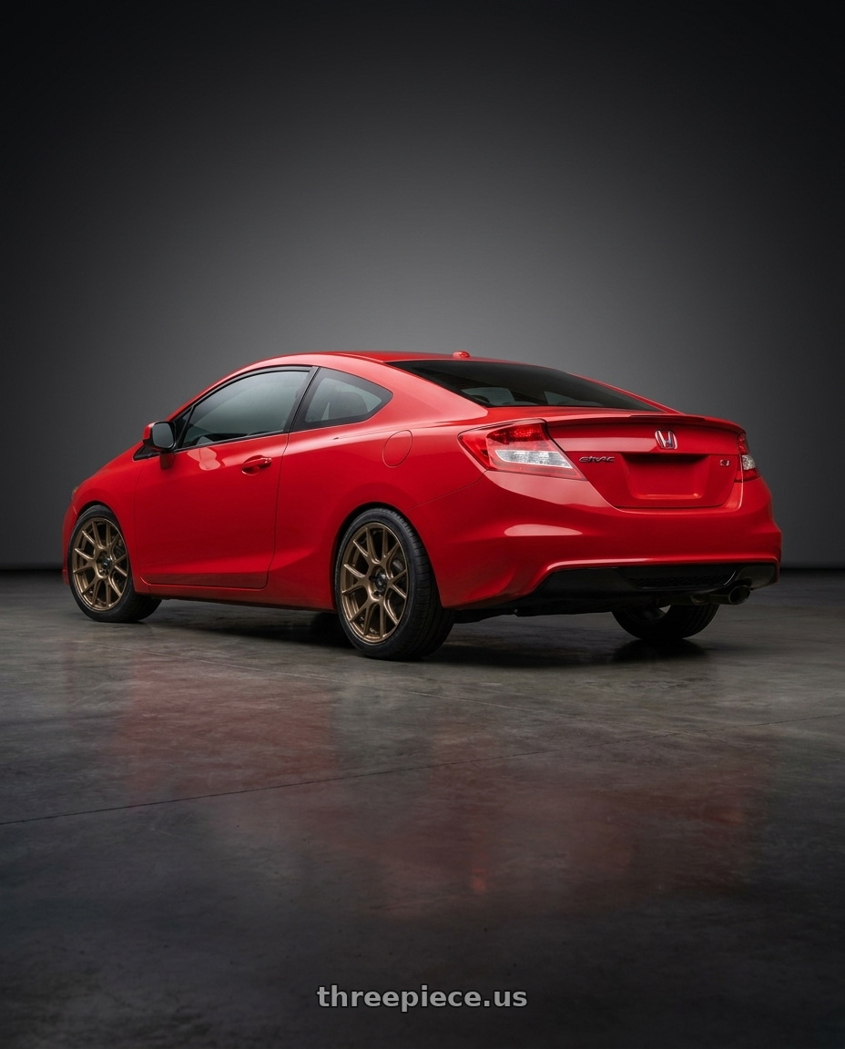2015 Honda Civic Si with Konig Ampliform 5x114.3 17x9+40 Gloss Bronze wheels rear three quarter view square tires