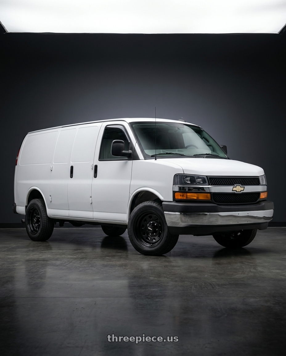 2022 Chevrolet extended express van with Vision HD 84H 8x165.1 17x9-12 Gloss Black wheels