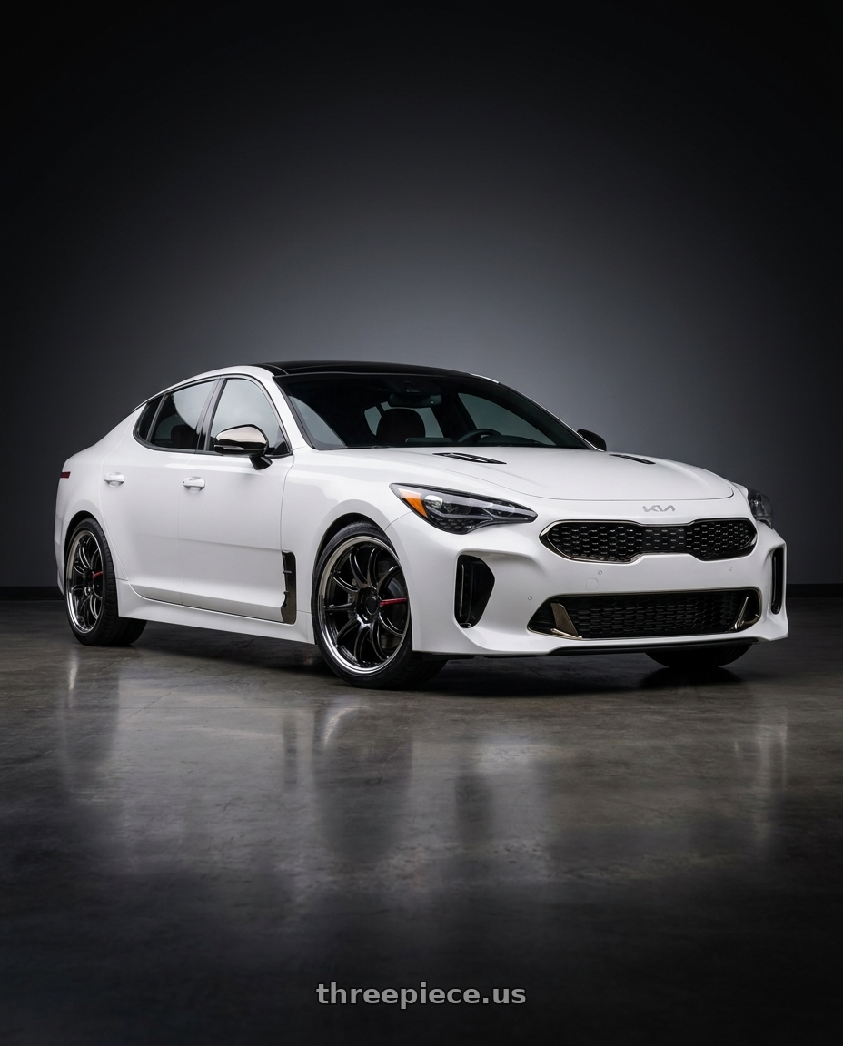 2023 Kia Stinger GT2 with Work Emotion Zr10 5x114.3 19x9.5 +38 Black Diamond Lip Cut wheels