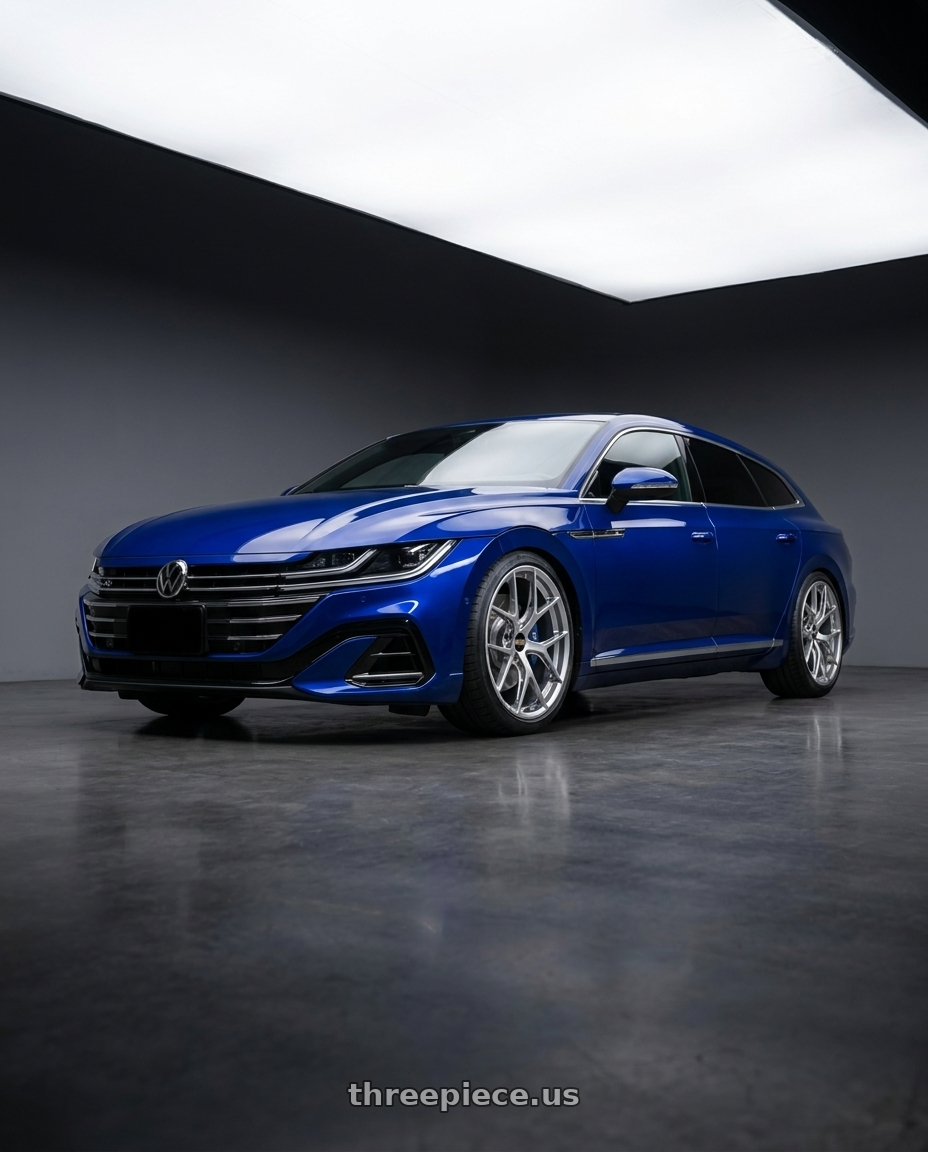 2021 Volkswagen Arteon Shooting Brake with BBS FI-R 5x112 20x10.5 +15 Diamond Silver wheels front three quarter view stock stance