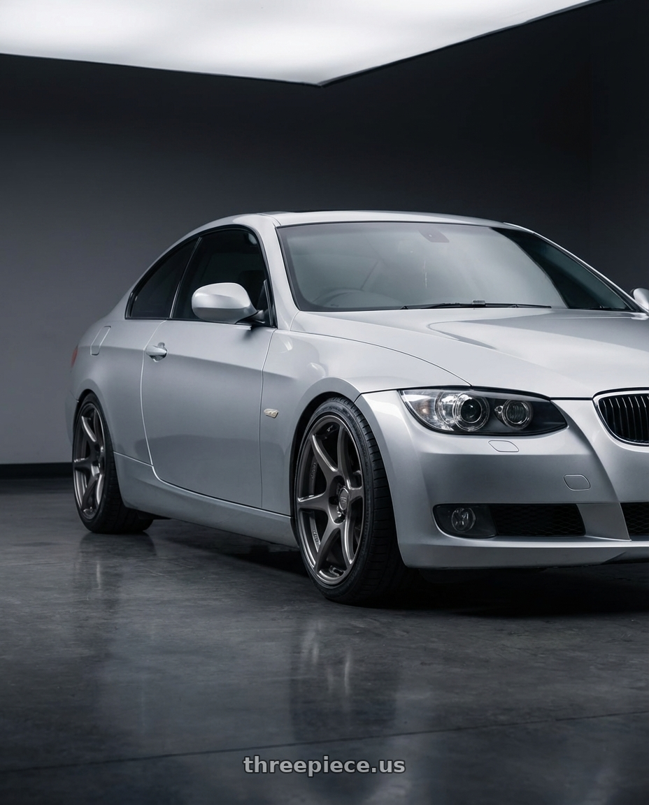 2012 BMW 3 Series E92 with Kansei K11G Tandem 5X120 18x9.5 22 Gunmetal wheels front three quarter view lowered stance