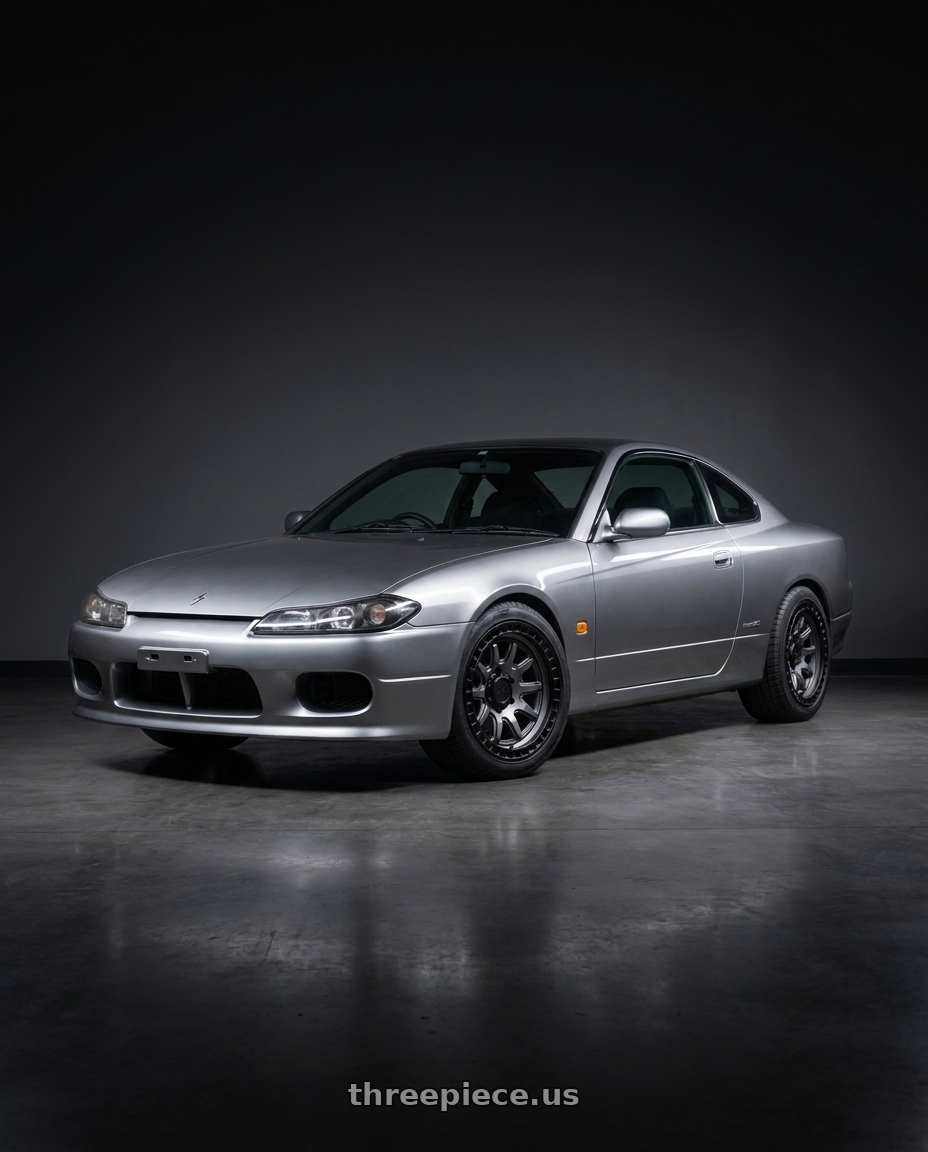Nissan 240sx 1999 with Black Rhino CALICO 5X127 17X8.5 +34 MATTE GUNMETAL W/ MATTE BLACK LIP wheels