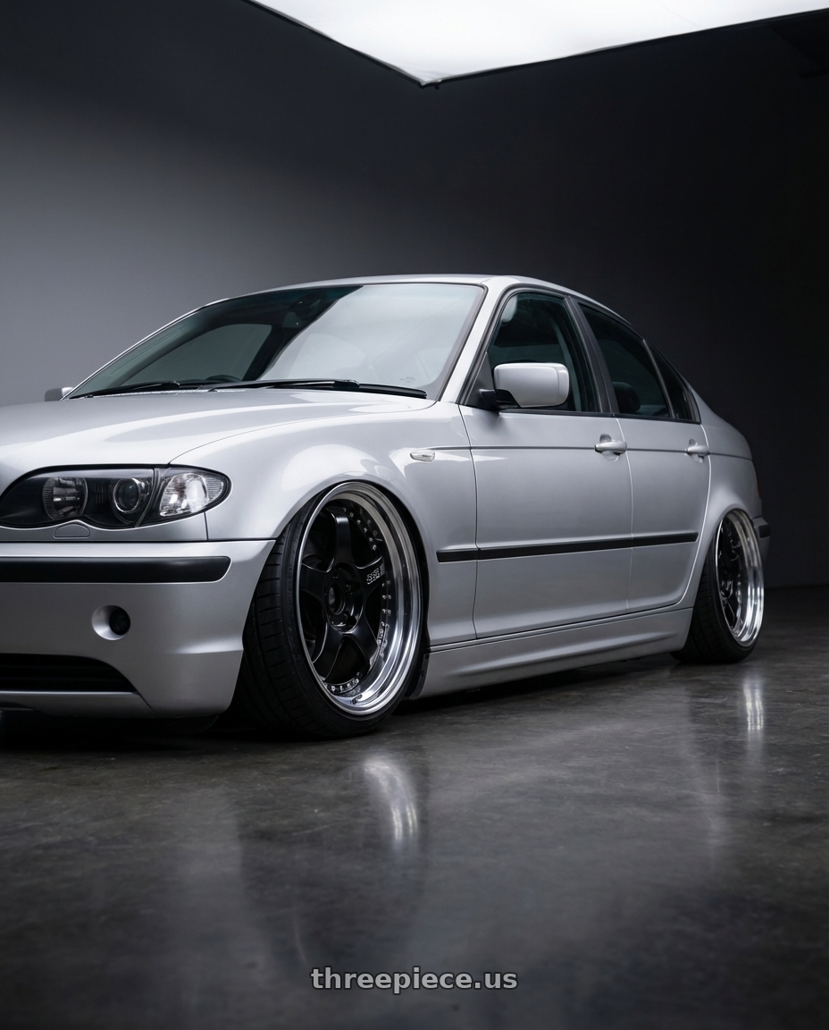 2001 BMW 318i Business, silver with SSR Professor SP1 4X100 18X9.5+37 HP Disk Black wheels