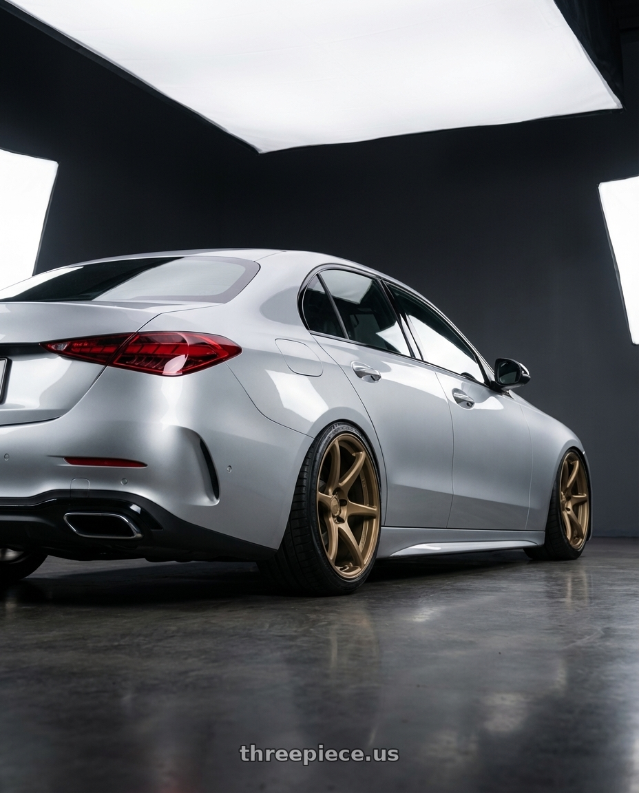 2022 Mercedes-Benz C-Class W206 with Kansei K11B Tandem 5X112 19x9.5 22 Bronze wheels rear three quarter view slight stretch tires