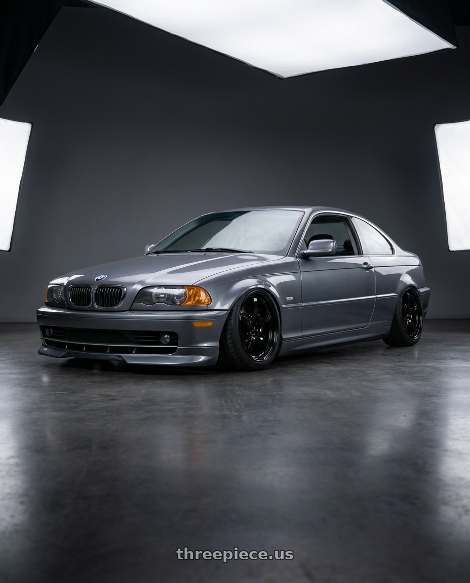 2001 BMW 325ci  with Gram Lights 57CR 5x114.3 17x9+22 Glossy Black wheels