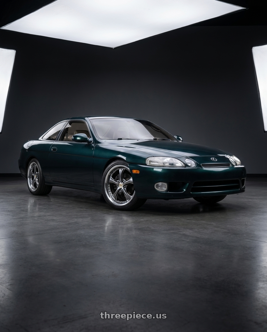 1992 Lexus sc300 green with Work Wheels VS-KF 5X114.3 19x8.5+35 Brilliant Silver Black L Disk FULL REVERSE wheels