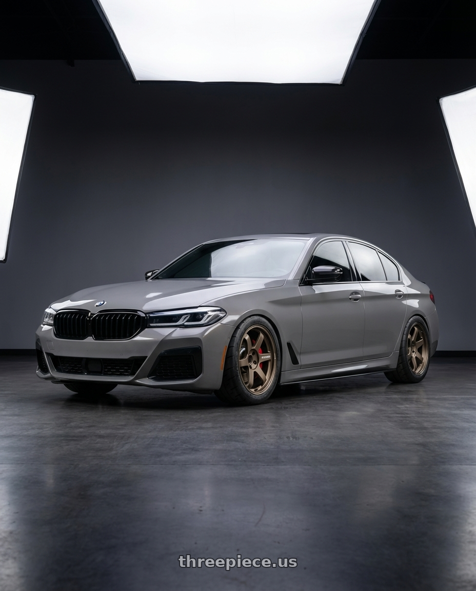 2022 bmw 530i with Volk Racing TE37 Ultra M Spec 5x112 19x9.5+23 19x10.5+35 Bronze Almite Toyota Supra MK5 Spec wheels