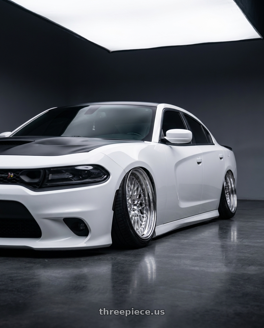 2021 Dodge Charger ScatPack with Work Gran Seeker Ccx 5x114.3 20x10.5+38 A Disk Machined Silver Polish wheels