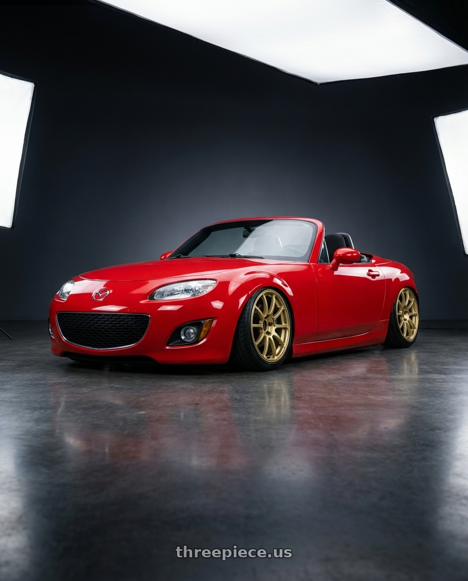 2012 Mazda MX-5 Miata NC with Advan RCIII 5x114.3 17x8+38 Gold wheels