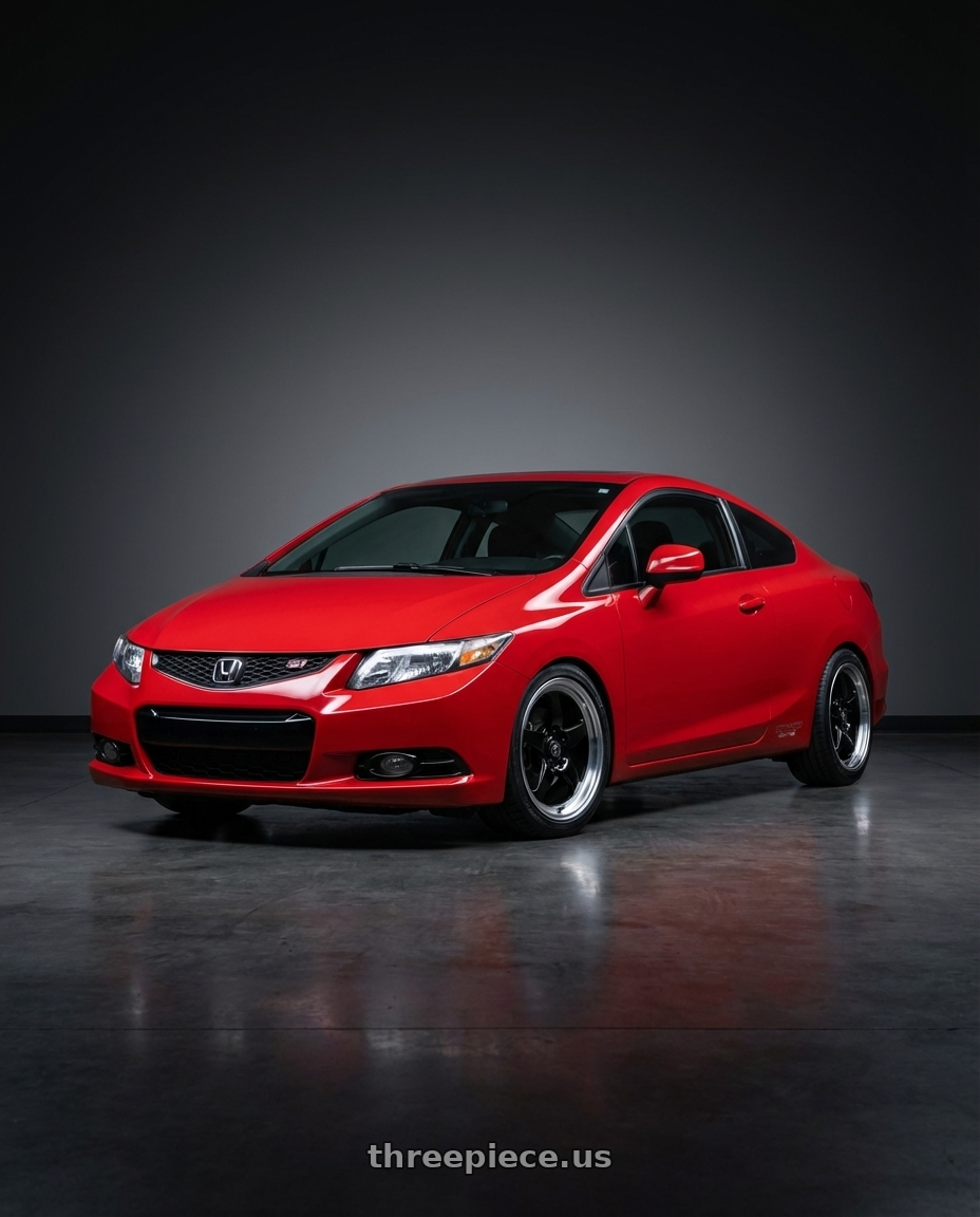 2015 Honda Civic Si with Forgestar D5 Drag 5x114.3 17x10 +50 Gloss Black Machined wheels