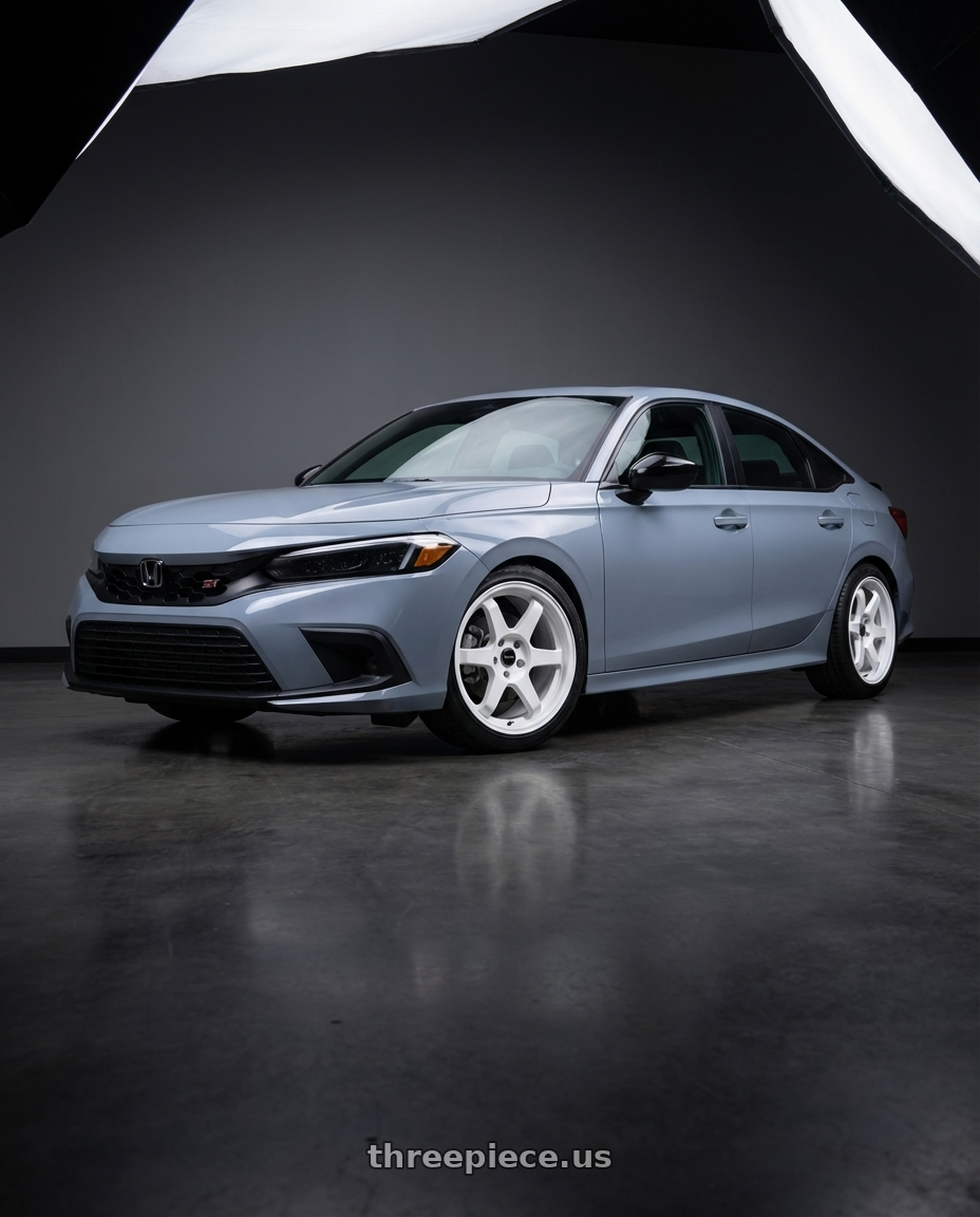 2025 Honda Civic Si, sonic grey pearl  with Vors TR37 5x114.3 18x8.5  +35 White wheels