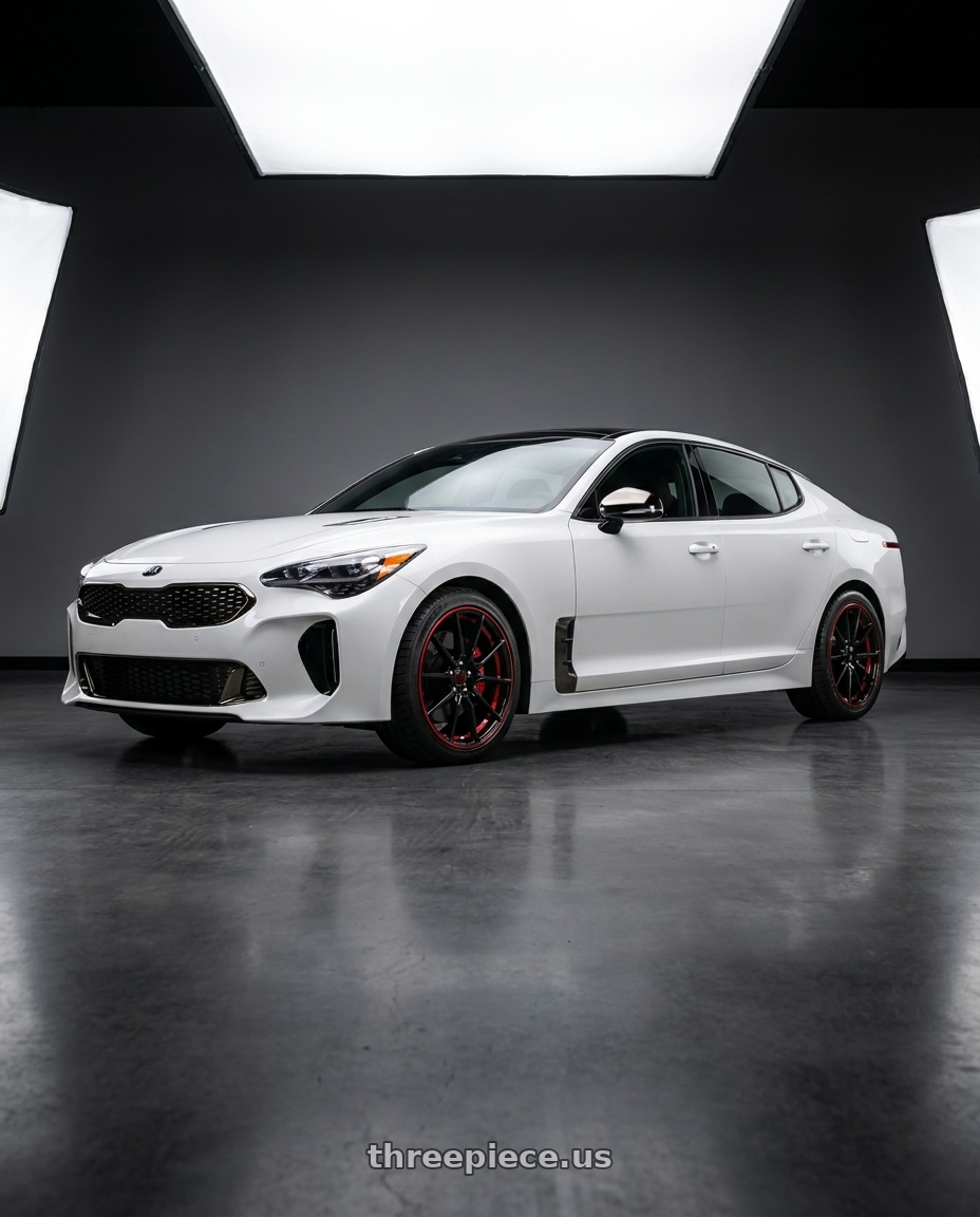 2019 KIA STINGER GT2 with Performance Replicas PR193 5X114.3 18X9 +30 GLOSS BLACK RED MACHINED wheels