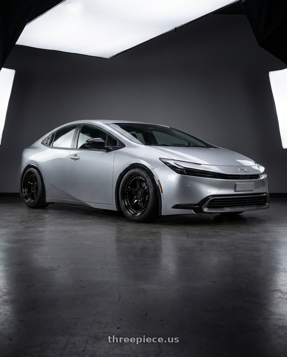 2026 toyota prius with Aodhan DS05 5x114.3 18x9.5+15 Gloss Black W /Gold Rivets wheels