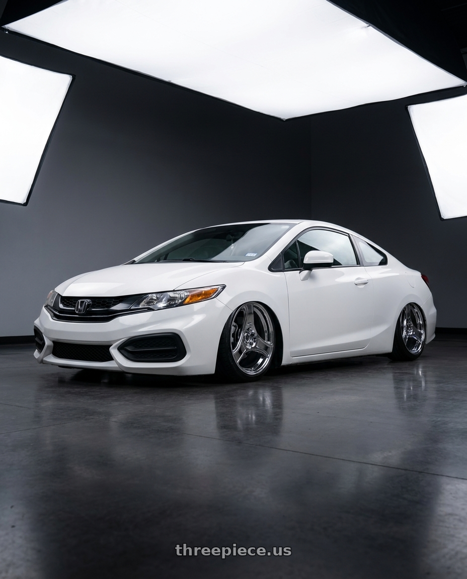 2015 Honda Civic coupe lx with HERITAGE WHEEL BUSHIDO MONOC 5x114.3 18x8.5 +35 CHROME wheels