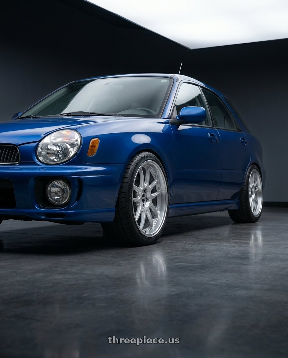 2000 Subaru Casablanca Blue with ESR Wheels APEX SERIES AP8 5x120 18x9.5 +22 Hyper Silver wheels