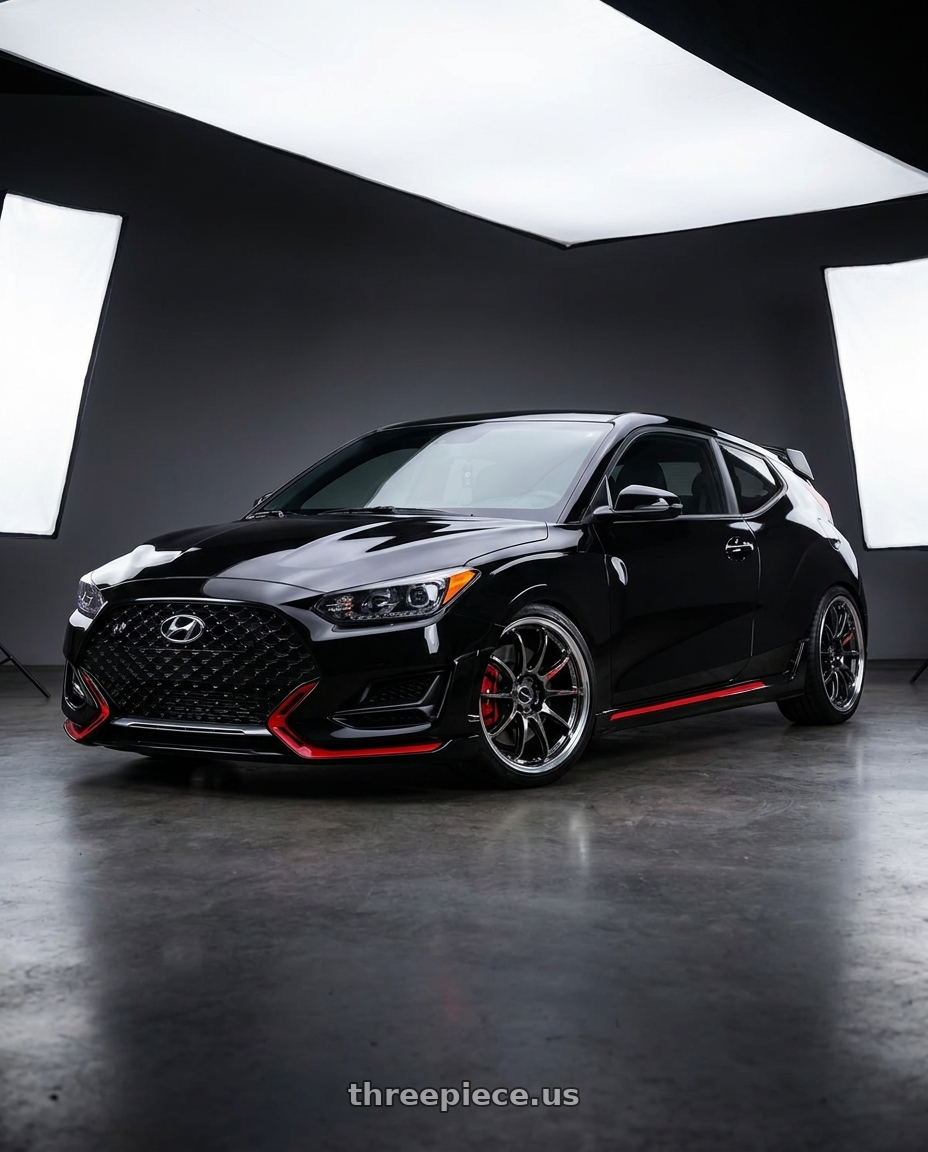 2021 Hyundai Veloster N with Work Emotion Zr10 5x100 18x8.5 +38 Glim Black Diamond Rim cut wheels