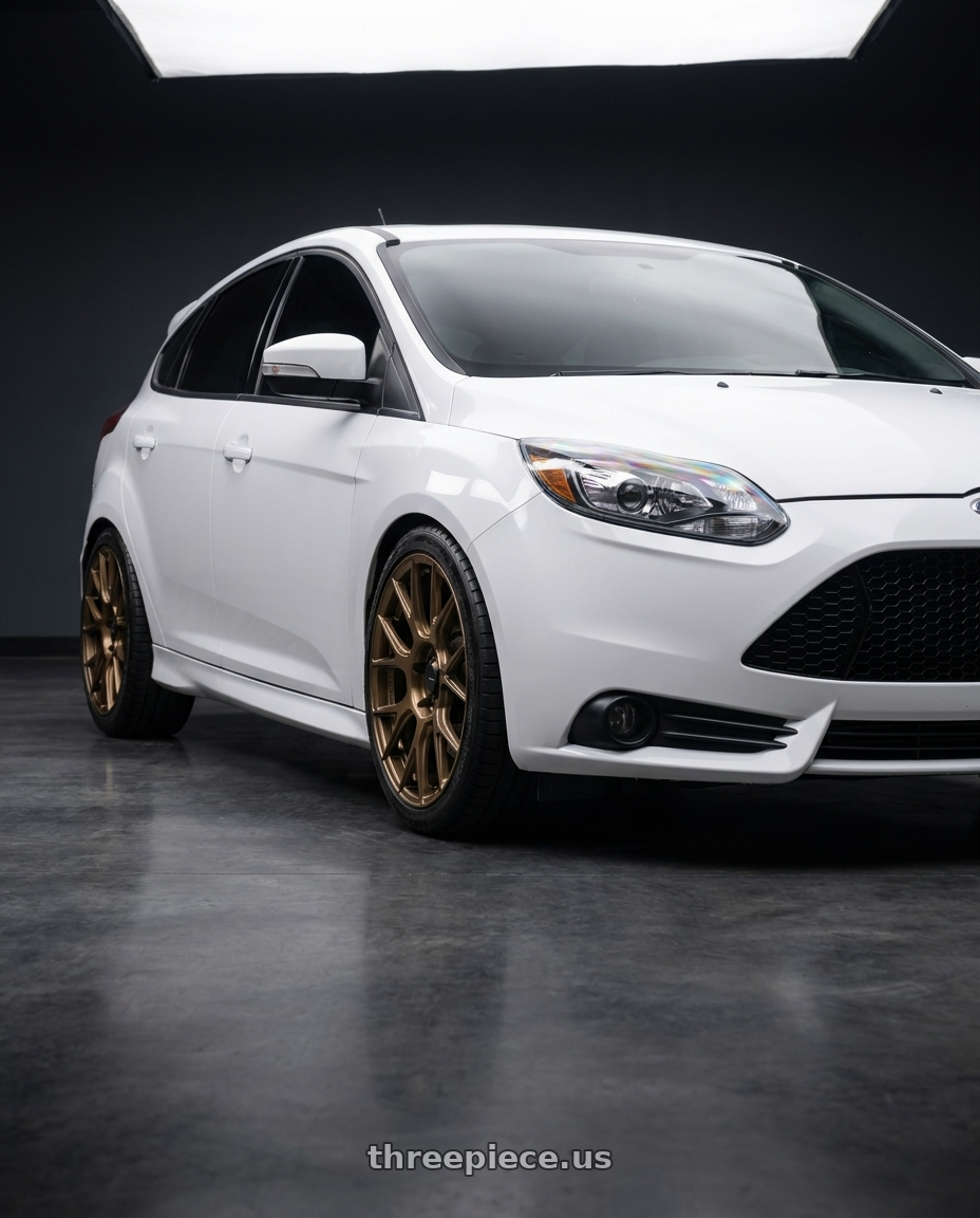 2013 focus st white with Konig Ampliform 5x114.3 18x9.5+25 Gloss Bronze wheels