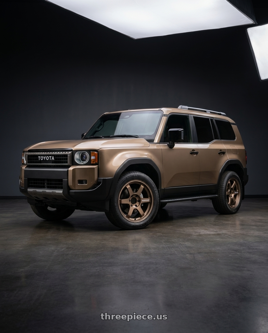 2024 toyota land cruiser with Volk Racing TE37 LARGE PCD PM2 6x139.7 18x8.5+44 Bronze wheels