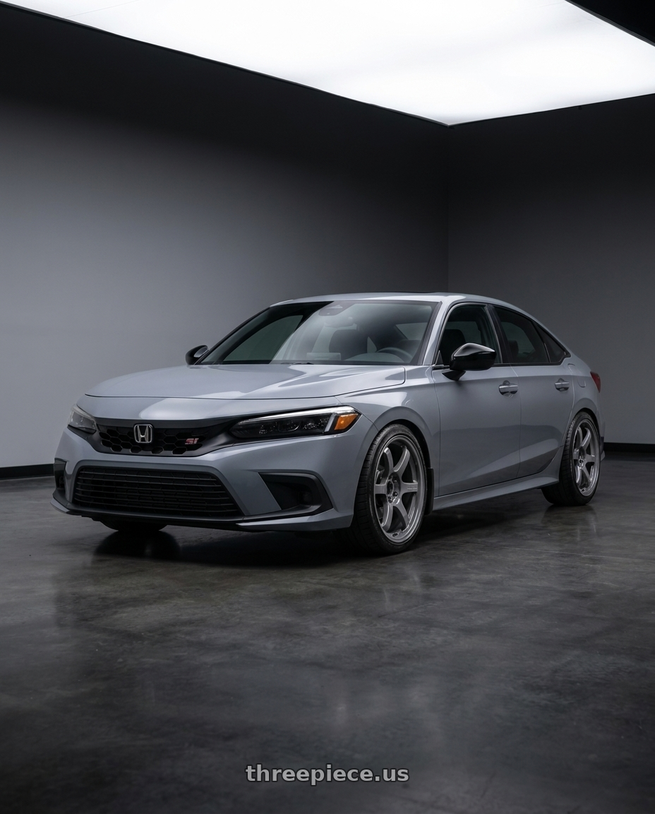 2026 Honda civic si with Gram Lights 57DR 5x114.3 18x9.5+38 Glossy Grey wheels