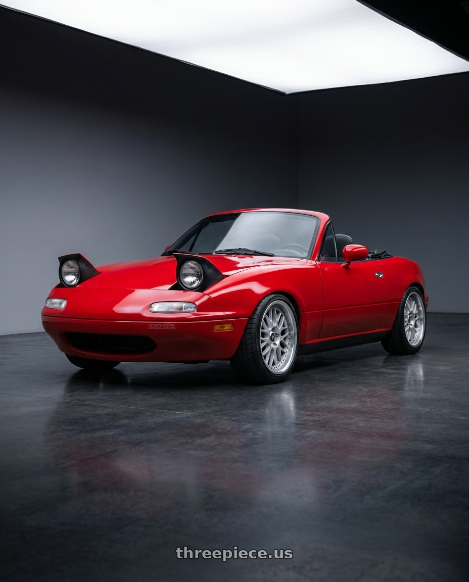 1992 Mazda Miata with Work Vs-Xx 5x112 18x8+42 T Disk Light Grey Silver wheels
