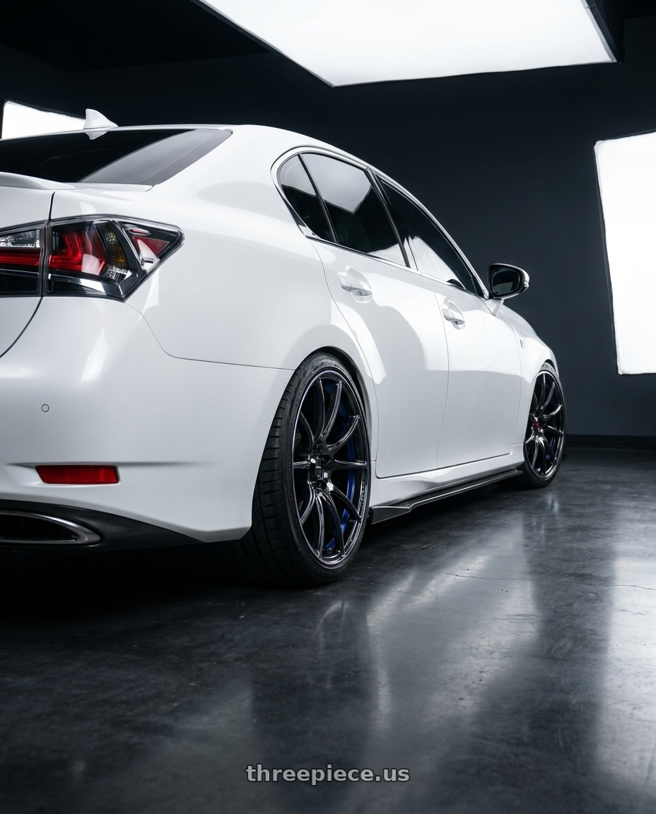 2018 Lexus GS 350 F Sport with WedsSport SA-10R 5x114.3 18x9.5+38 R wheels rear three quarter view slight stretch tires