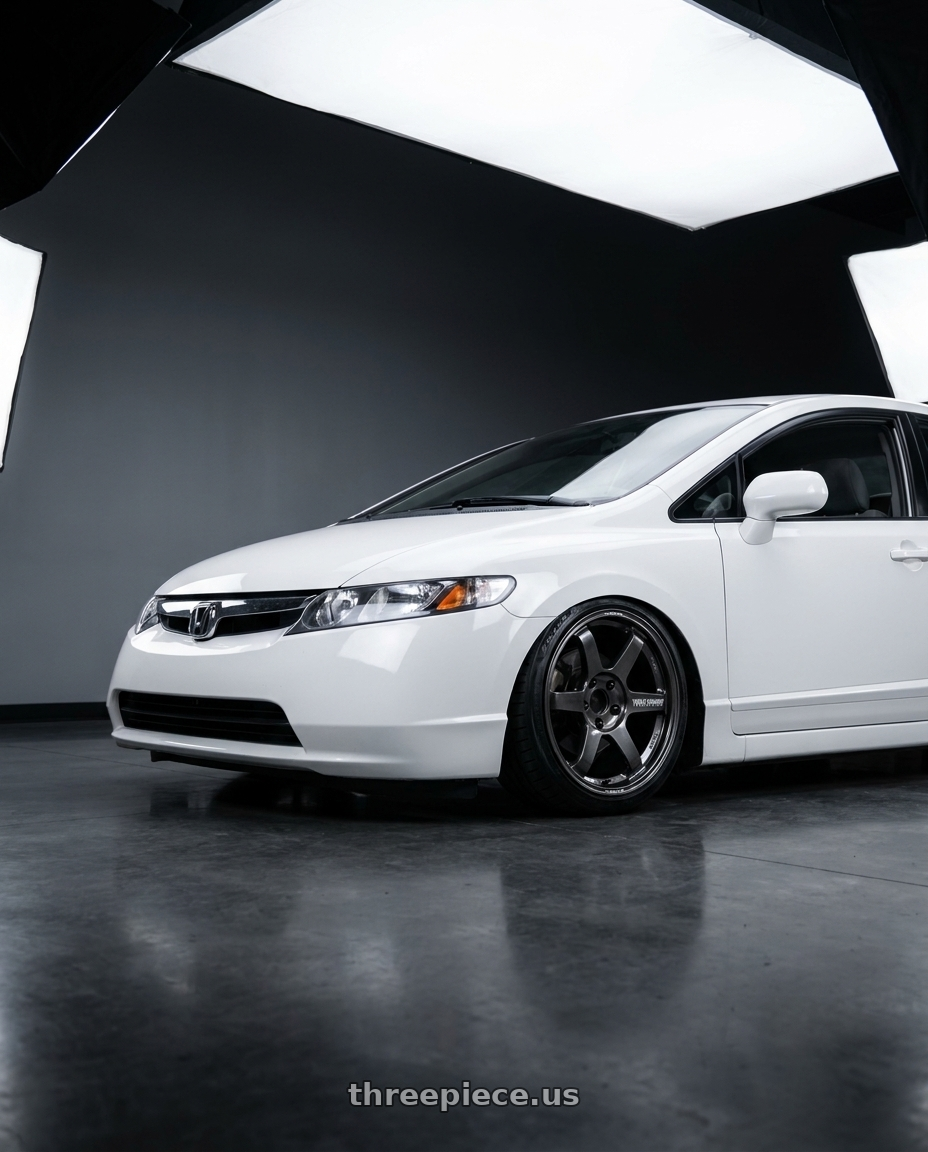 2007 honda civic ex with Volk Racing TE37 Saga S-Plus 5x114.3 17x8.0+38 Diamond Dark Gunmetal wheels
