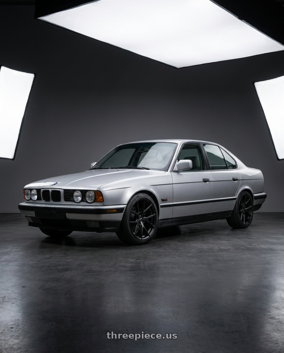 Bmw e34 525i 1995 with Bravado 08B Tribute 5X115 18x9 +15 Matte Black wheels