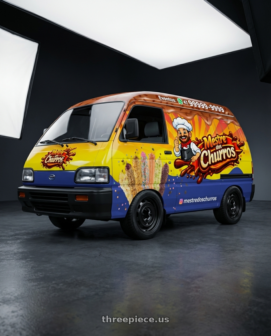 asia torner furgão 1996 , adesivado , parachoques pretos with Mobelwagen MW430B Interceptor 4X130 15x5.5 20 Black wheels