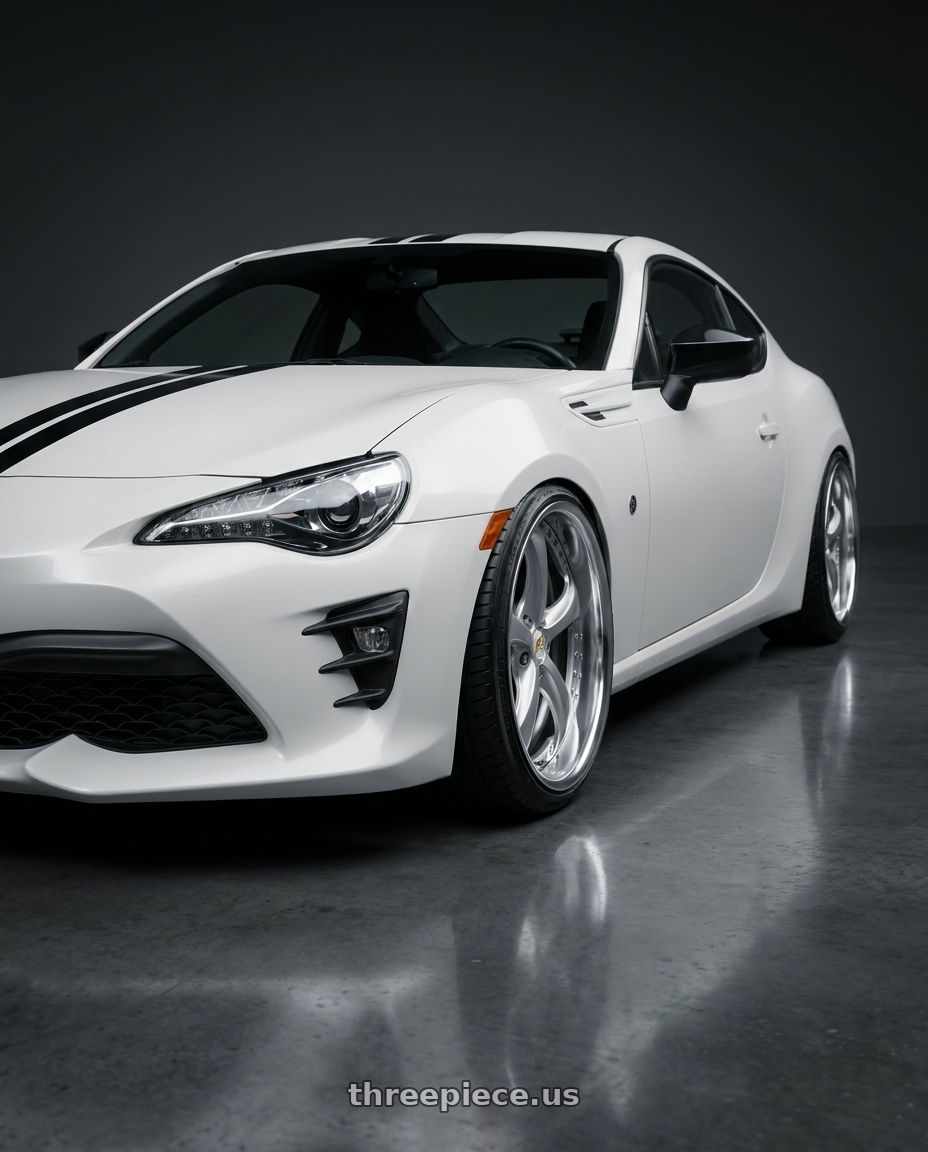 2017 Toyota 86 with Work Wheels VS-KF 5x100 18x8.5+35 Light Grey Silver L Disk FULL REVERSE wheels