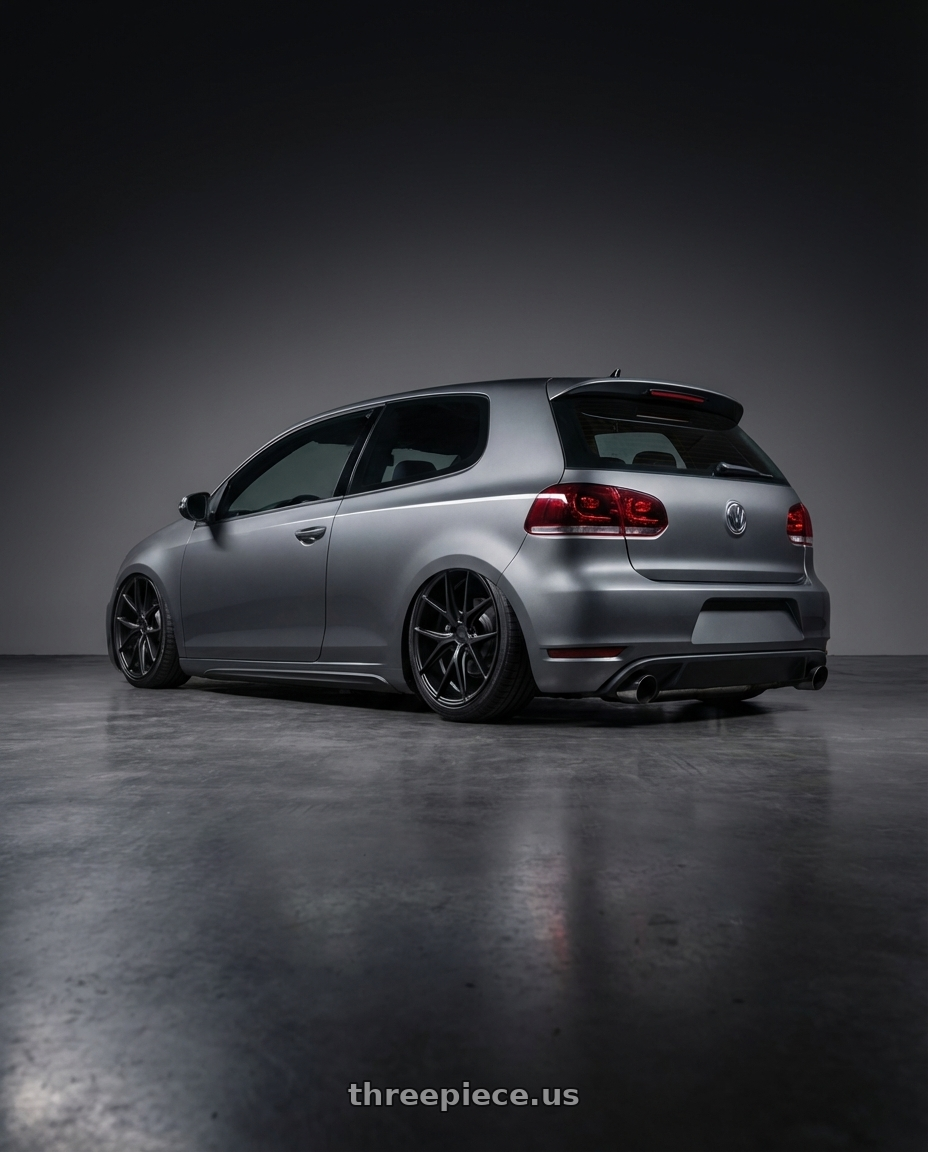 2013 Volkswagen GTI MK6 with Niche 1PC M117 MISANO 5X112 18X9.5 +35 MATTE BLACK wheels rear three quarter view slight stretch tires