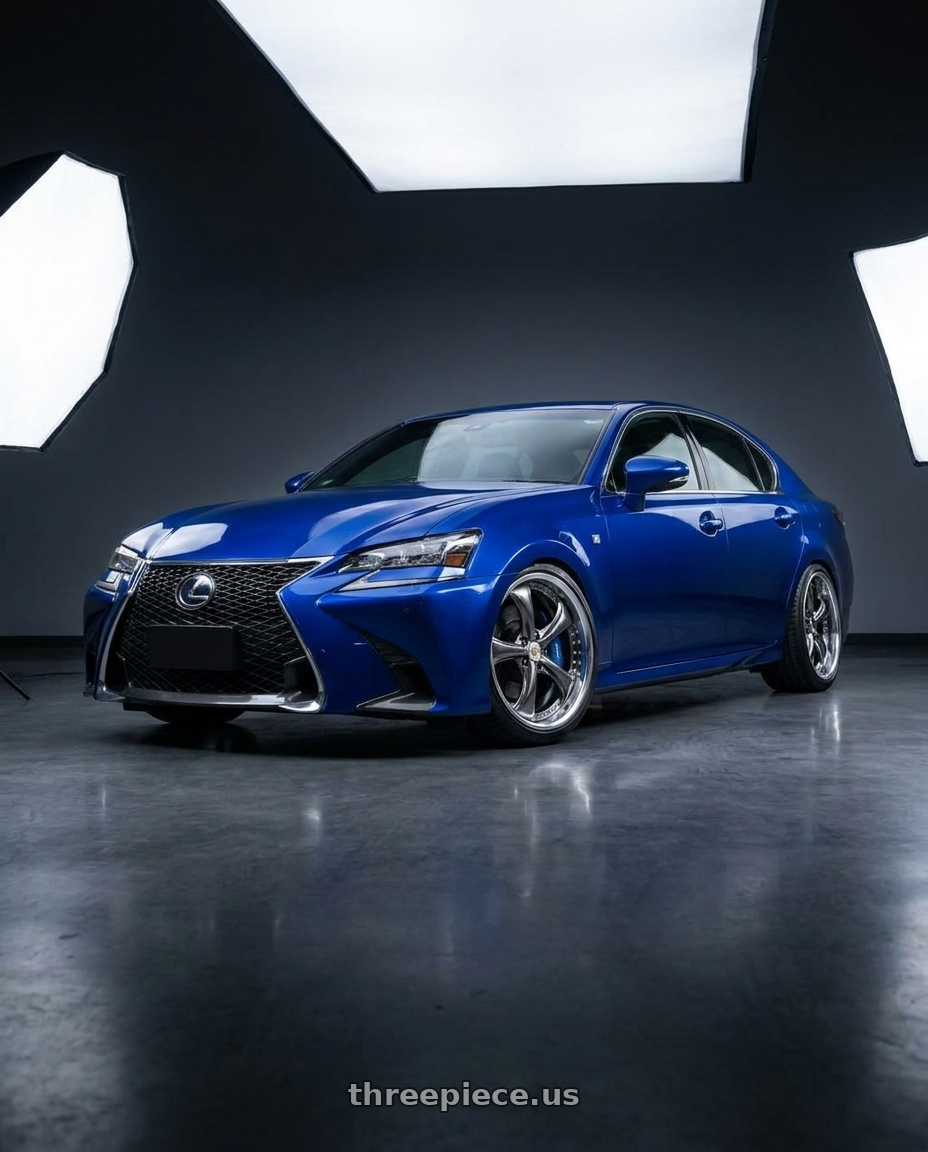 2016 Lexus GS250 Blue with Work Wheels VS-KF 5X114.3 19x9+15 Brilliant Silver Black A Disk FULL REVERSE wheels