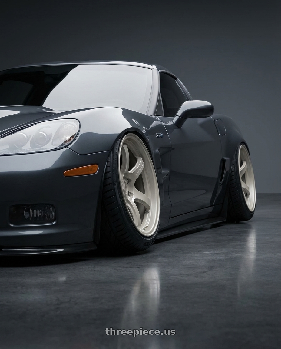 2010 Chevrolet C6 Corvette ZR1 with Gram Lights 57CR 5x114.3 15x8+35 Ceramic Pearl wheels