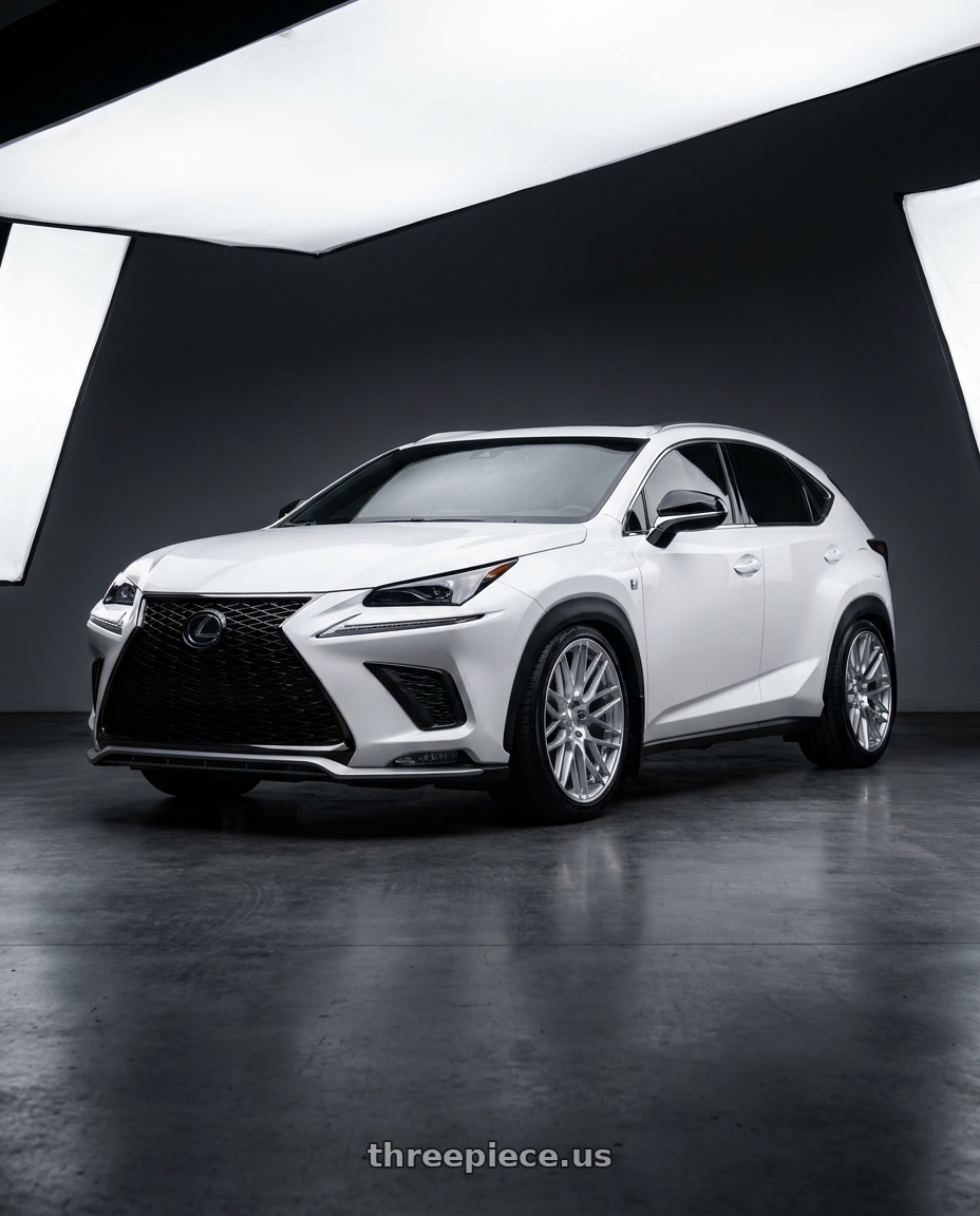2019 Lexus NX with Rotiform 1PC R110 BLQ 5X112 20X10 +35 GLOSS SILVER MACHINED wheels