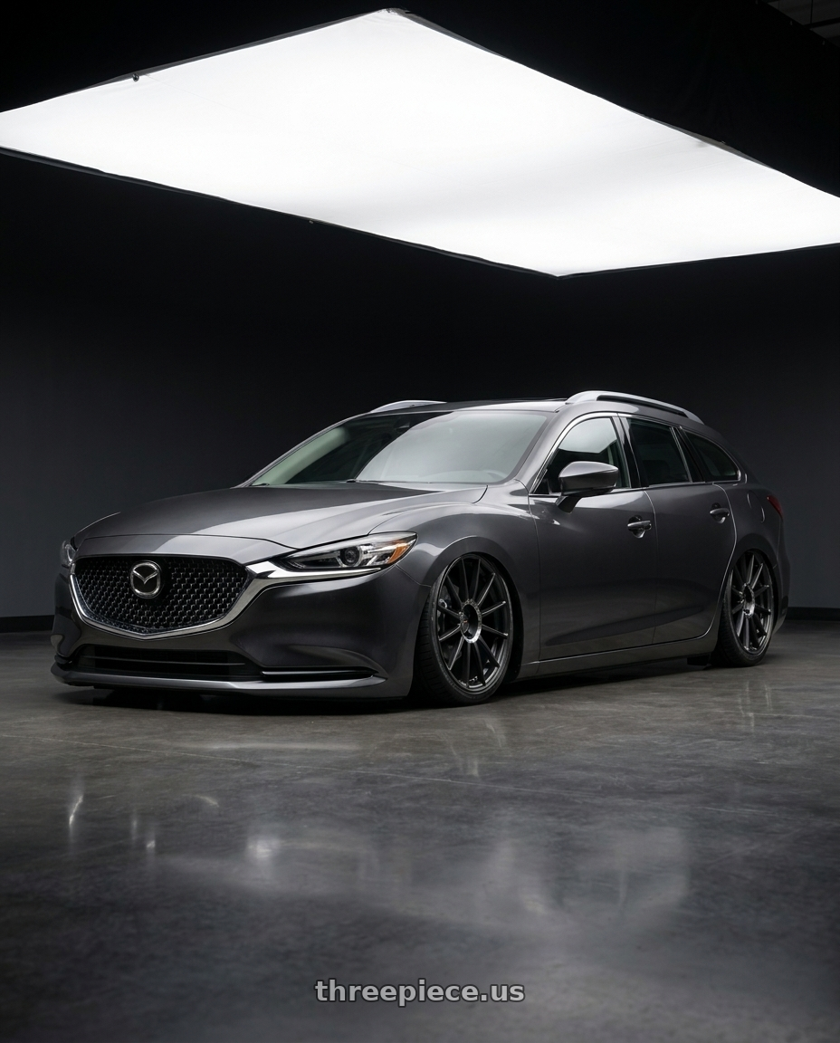 2022 Mazda6 wagon with TSW PADDOCK 5X114.3 19X8.5 +40 SEMI GLOSS BLACK W/ MACHINED TINTED RING wheels