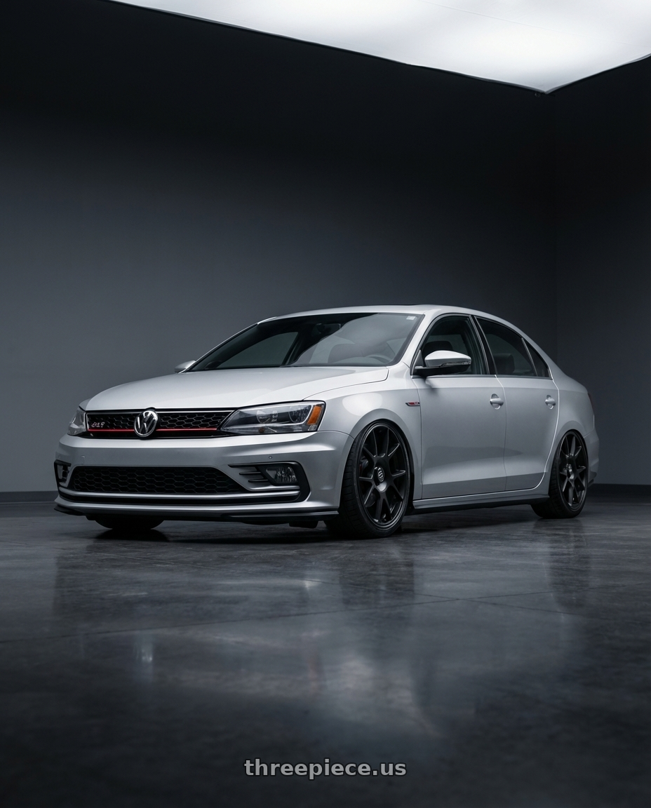 2016 Volkswagen Jetta GLI MK6 with fifteen52 COMP 5x112 / 5x120 18x8.5 +35 ASPHALT BLACK (SATIN BLACK) wheels