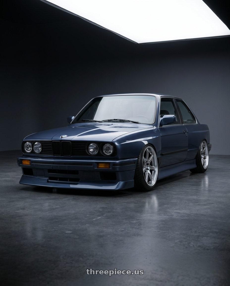 1989 BMW 325i with Work Emotion T7r 5x100 18x8.5 +45 Gt Silver wheels