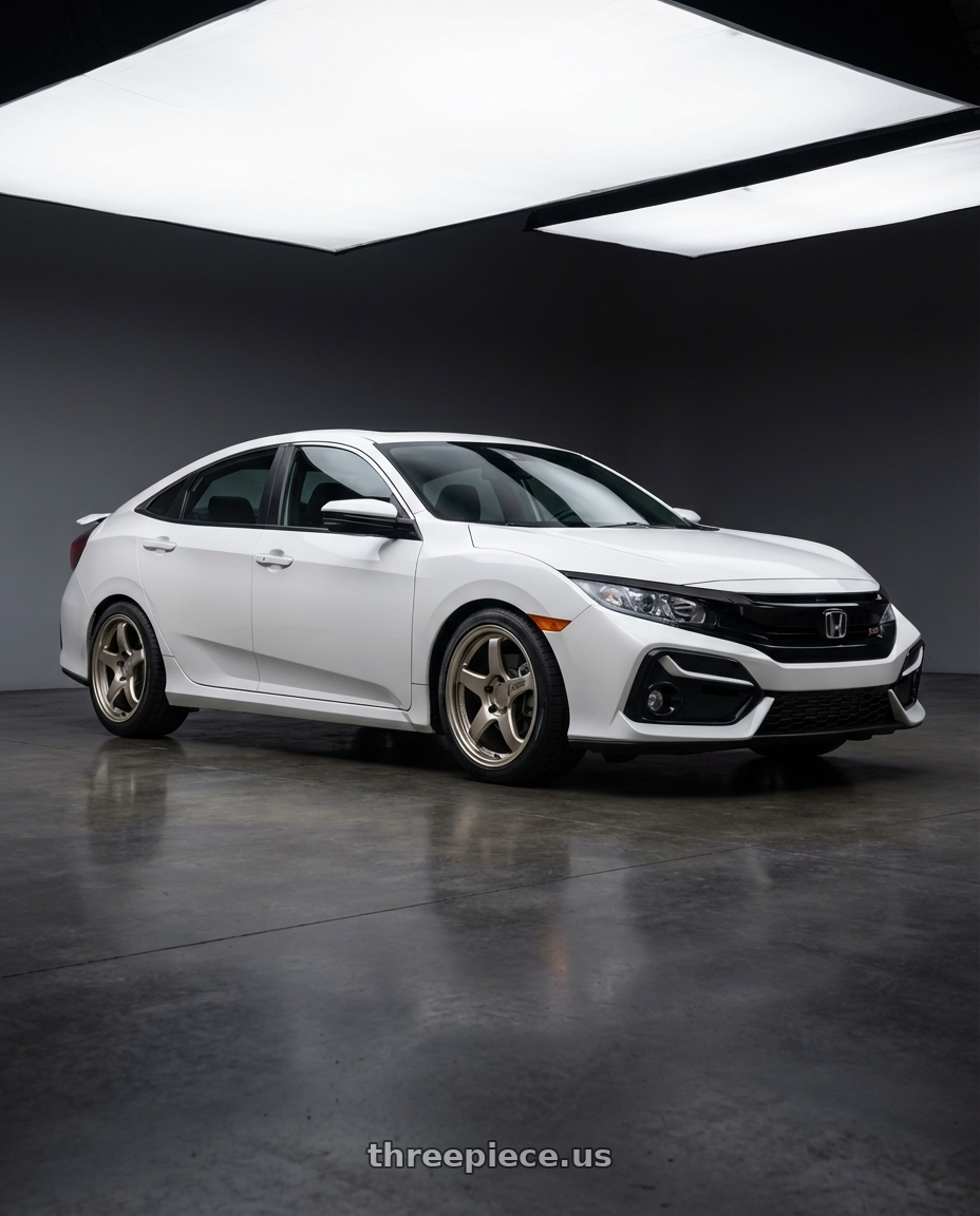 White 2020 Honda Civic Si Sedan with Enkei PF05 5x114.3 18x9.5+38 SBC wheels