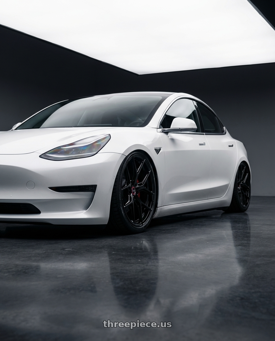 2023 Tesla Model 3 with Vossen HF-5 19x8.5 / 5x114.3 / ET32 / Flat Face / 73.1 - Gloss Black Wheel - HF5-9N60 wheels