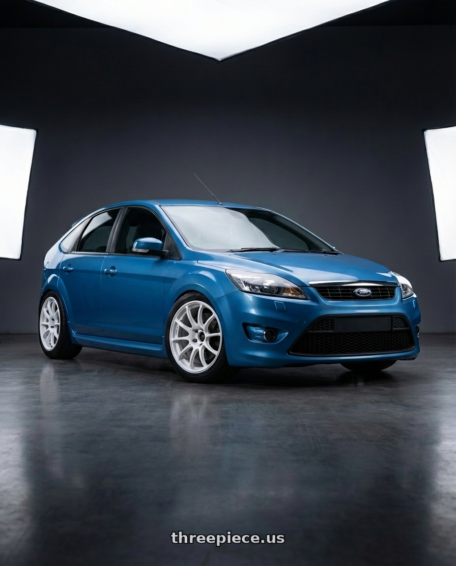 Ford focus st 2009 with Advan RCIII 5x114.3 17x8+53 White wheels