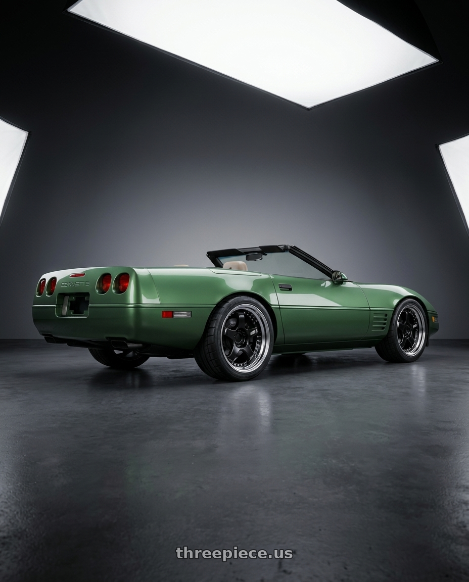 1993 Chevrolet corvette with SSR Professor SP1 5x120.65 18X10+49 NR Disk Black wheels rear three quarter view square tires