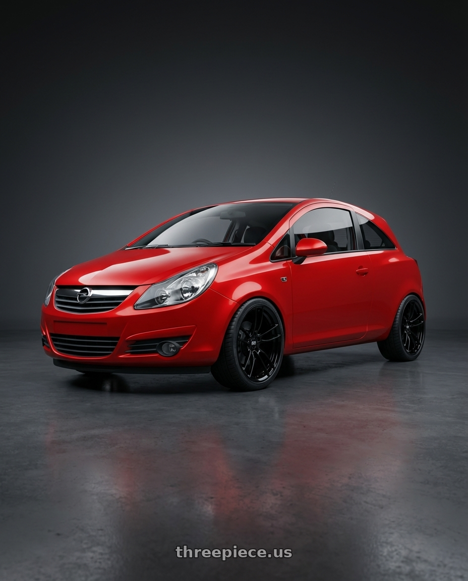 Opel Corsa D 2010  with P51 Wheels 101RF 5X114.3 19x11.5 +56 Gloss Black wheels