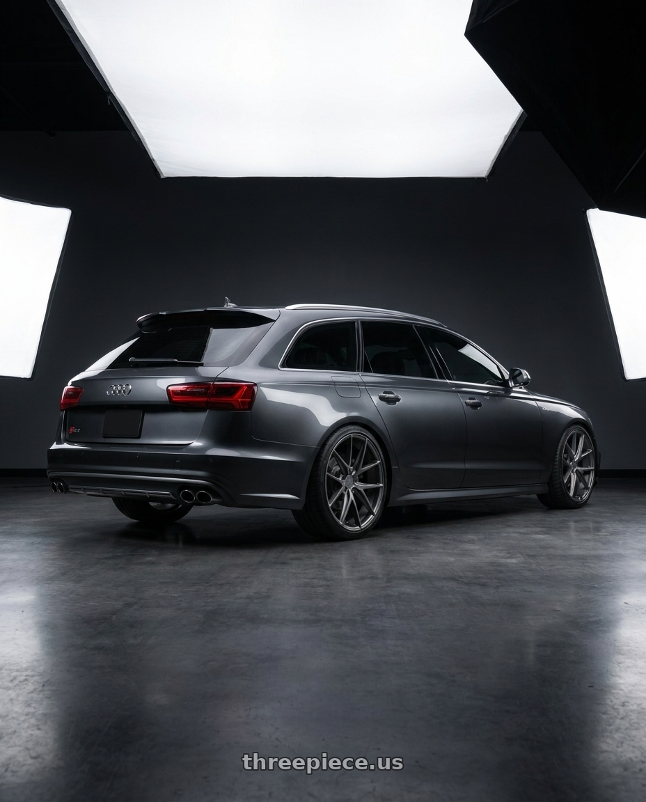 2016 Audi S6 C7 with Niche 1PC M116 MISANO 5X112 20X10.5 +20 MATTE GUN METAL wheels rear three quarter view square tires