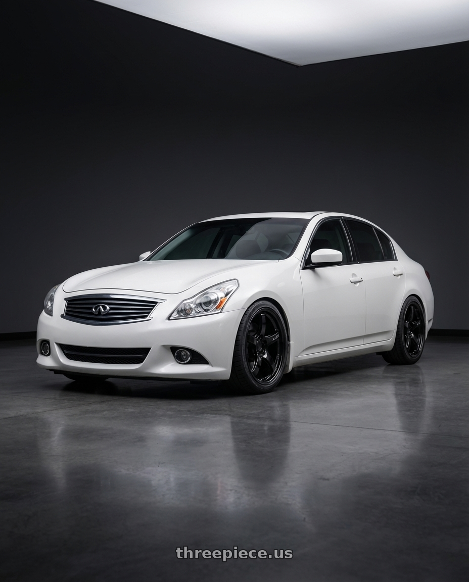 2012 Infiniti G37 with Gram Lights 57CR 5x114.3 19x9.5+25 Glossy Black wheels