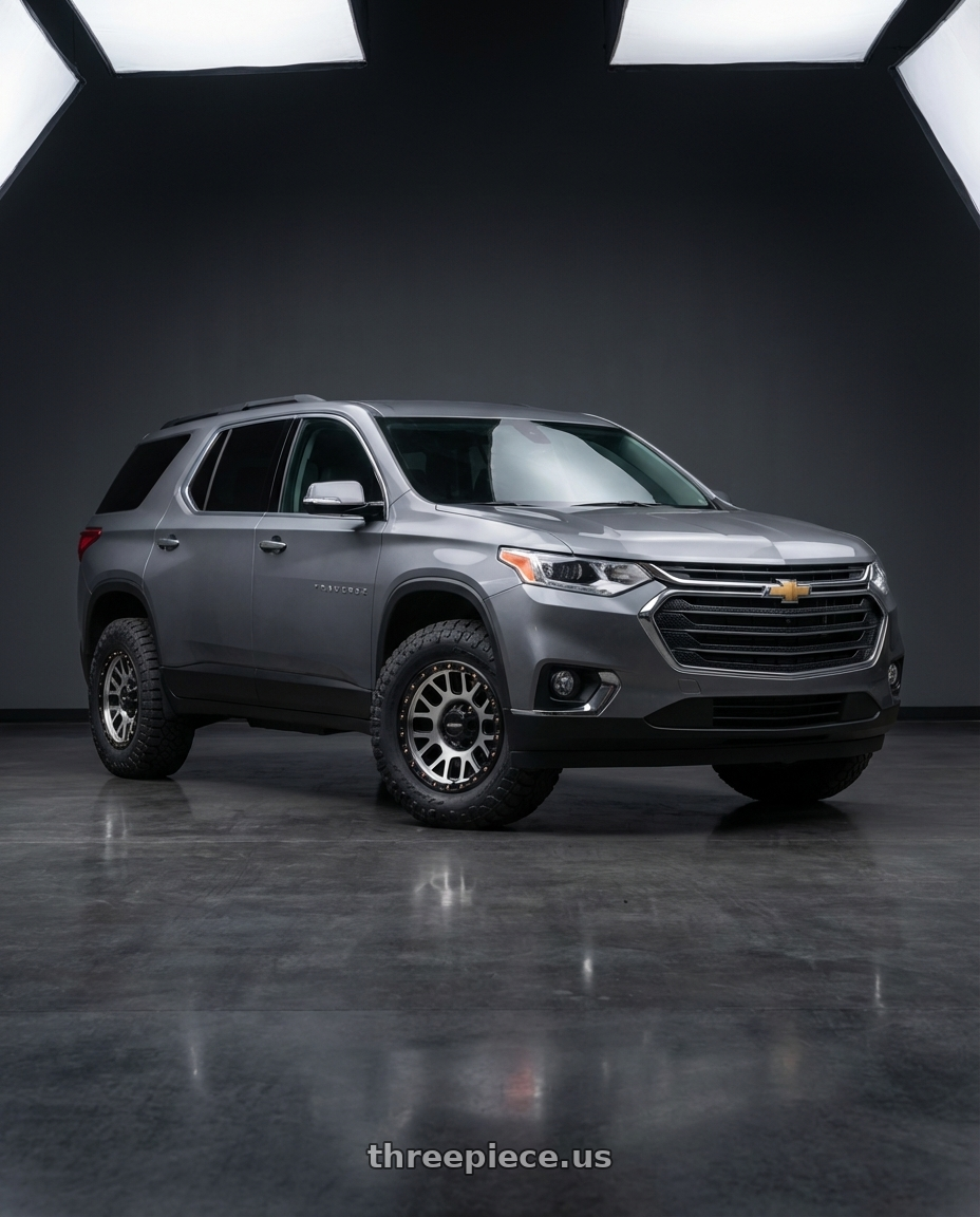 2020 Chevrolet traverse with Vision Off-Road 111 Nemesis 6x139.7 17x9-12 Matte Black Machined Face wheels