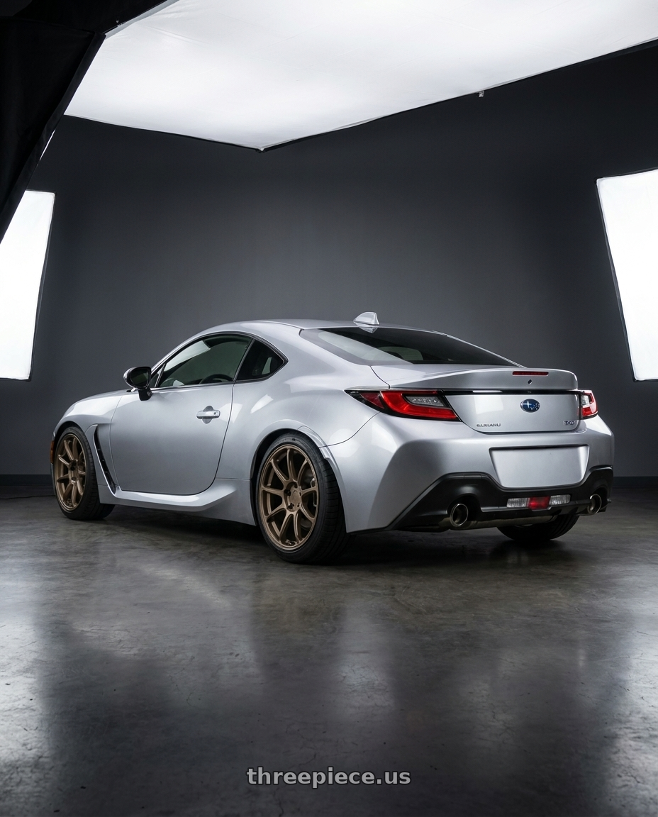 2022 Subaru BRZ Premium with Aodhan AH06 5X100 17x9+35 Textured Bronze wheels rear three quarter view square tires