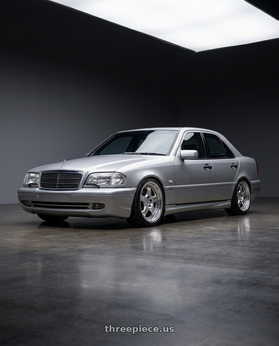 1998 MERCEDES BENZ C43 AMG with Work Meister S1 3P 5x112 17x8+28 A Disk Bright Buff Finish wheels